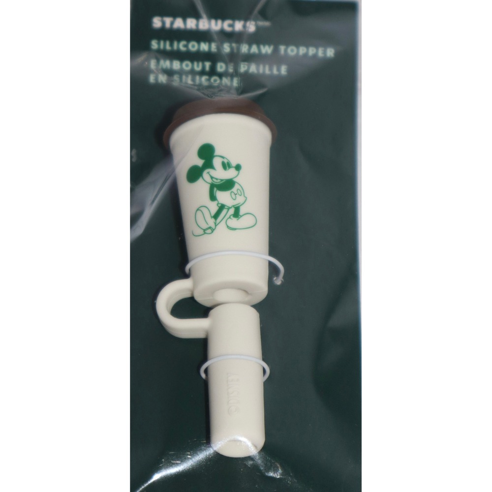 Starbucks Disney Parks Mickey Mouse Silicone Straw Topper Coffee Cup Cream Brown - Picture 9 of 9